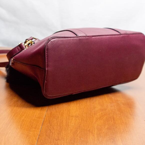 Large Purse STEVE MADDEN Maroon Top Handle Crossbody Satchel Designer Bag - Picture 5 of 8